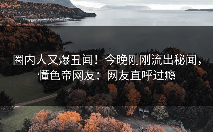 圈内人又爆丑闻！今晚刚刚流出秘闻，懂色帝网友：网友直呼过瘾