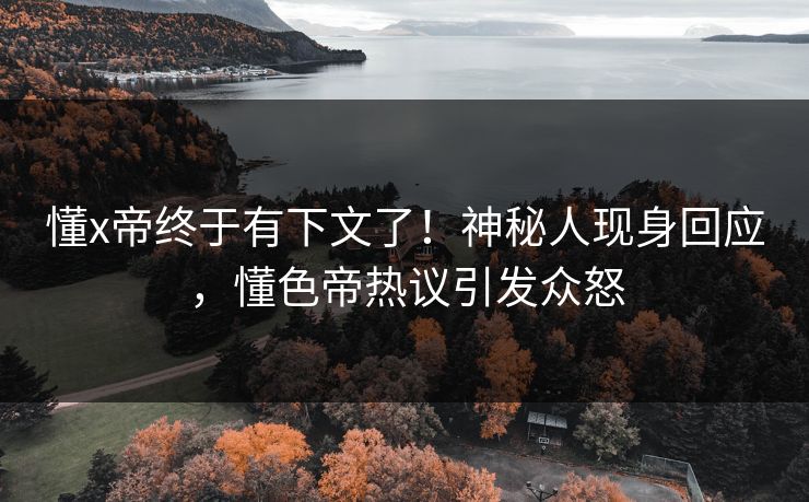 懂x帝终于有下文了！神秘人现身回应，懂色帝热议引发众怒