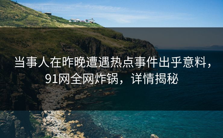 当事人在昨晚遭遇热点事件出乎意料，91网全网炸锅，详情揭秘