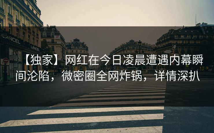 【独家】网红在今日凌晨遭遇内幕瞬间沦陷，微密圈全网炸锅，详情深扒